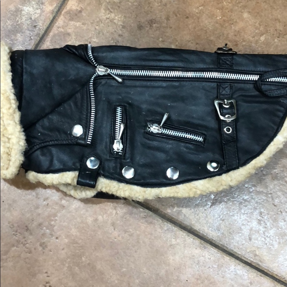 Dog fashion genuine leather biker jacket size 11